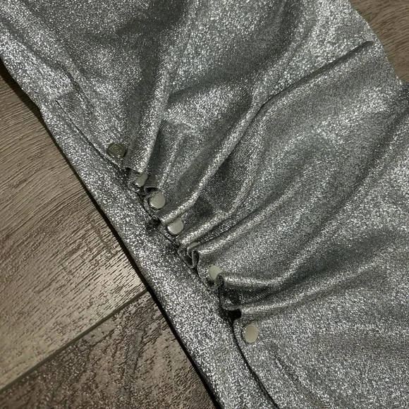 Paco Rabanne silver asymmetric ruched midi dress - Picture 8 of 15